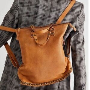 Free People Tan Leather Backpack